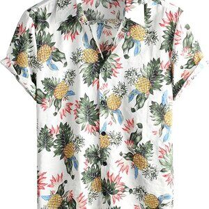 XL VATPAVE Mens Casual Hawaiian Floral Shirts Short Sleeve Button Down.